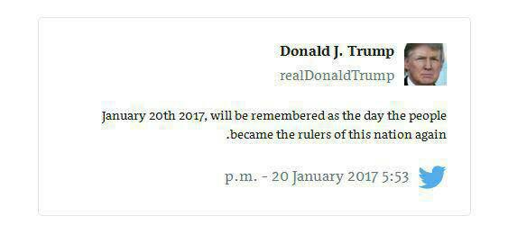 اولین توییت ترامپ به عنوان رییس جمهوری آمریکا