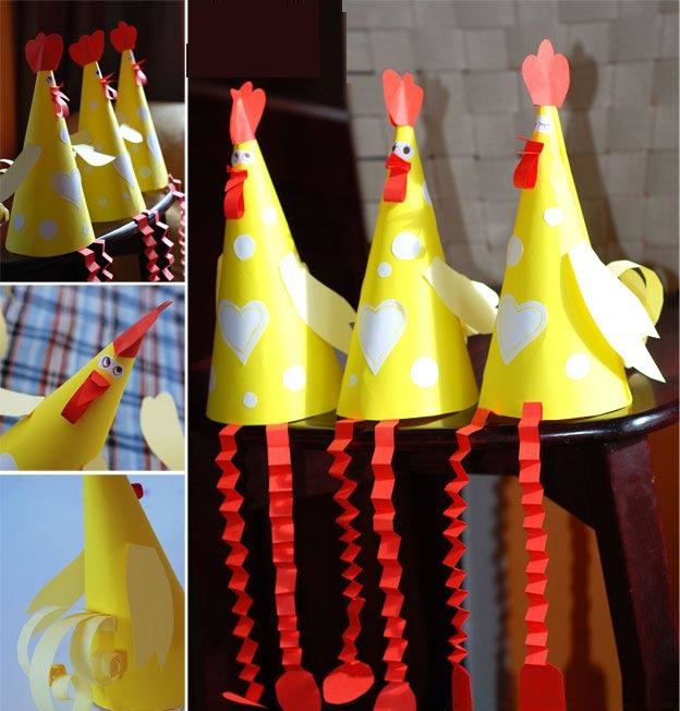 آموزش ساخت کلاه کاغذی جشن تولد مدل خروس