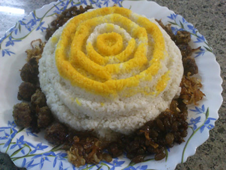 تزیین برنج قالبی