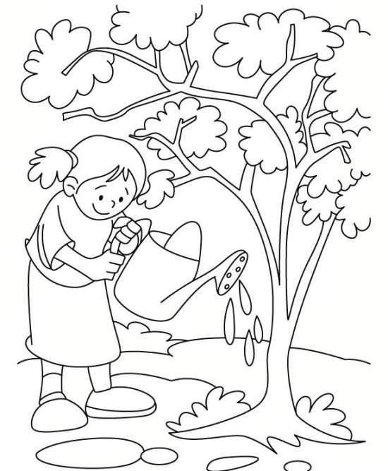 نقاشی های کودکانه با موضوع درختکاری مناسب رنگ آمیزی