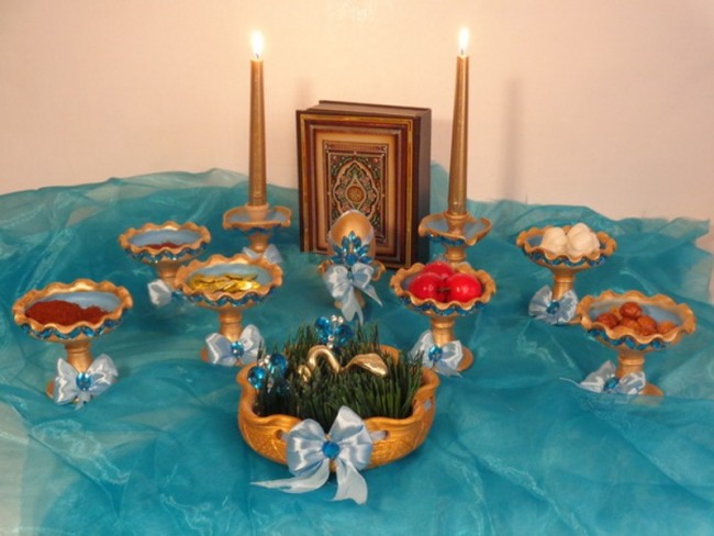نمونه هایی زیبا از تزئین سفره هفت سین برای عید نوروز