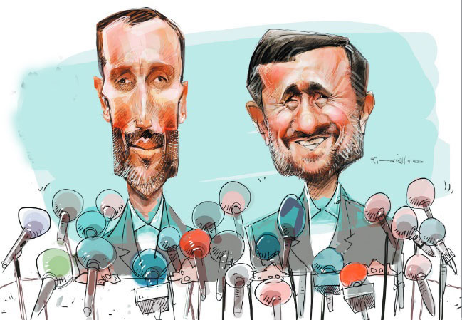 کاریکاتوری احمدی نژاد و بقایی در نشست خبری