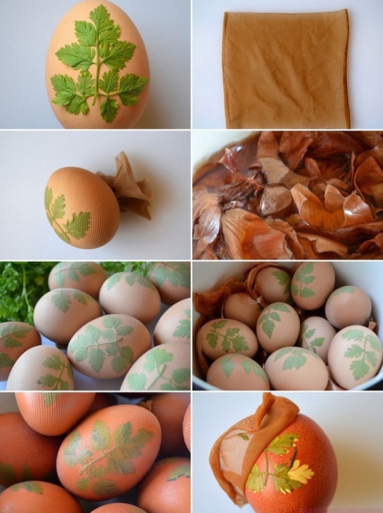 رنگ کردن تخم مرغ با پوست پیاز 