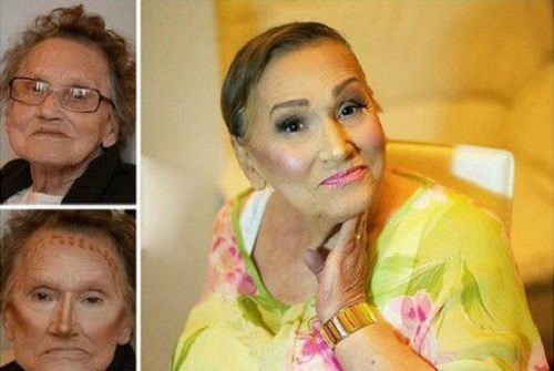 چهره باورنکردنی پیرزن 80 ساله بعد از آرایش