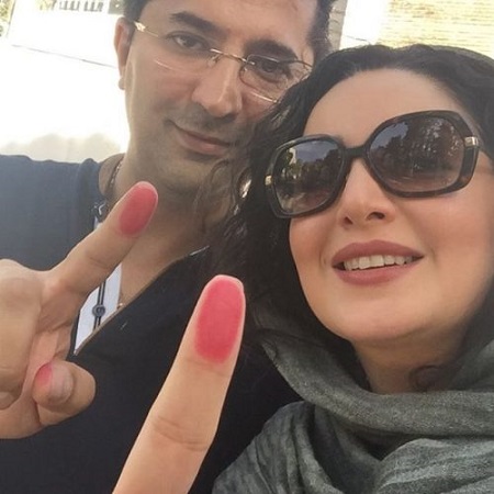  عکس شیلا خداداد و همسرش بعد از رای دادن انتخابات