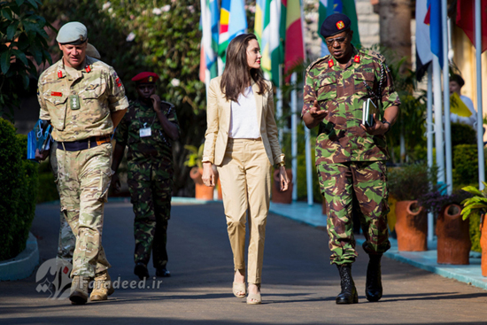 Angelina Jolie Visits British Peace Support Team In Kenya, Africa 
