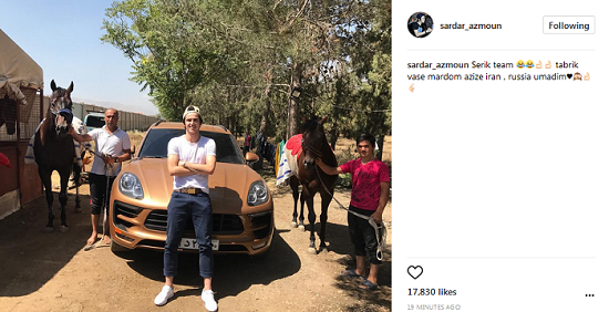 عکس/سردار آزمون در کنار اسب ها و ماشین گرانقیمتش