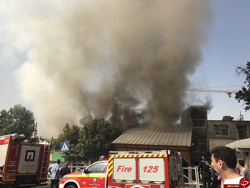 آتش سوزی گسترده در میدان قدس تهران