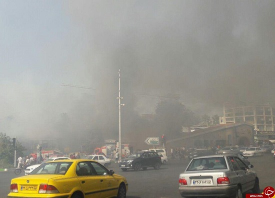  آتش سوزی گسترده در میدان قدس تهران