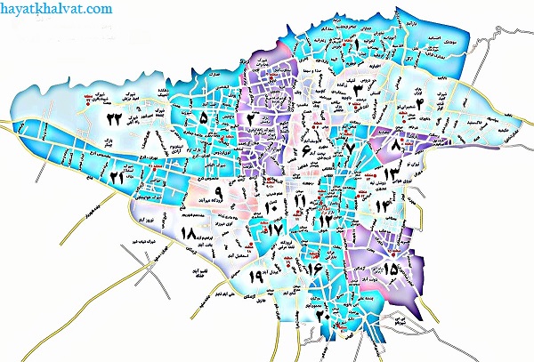 لیست کامل محلات مناطق 22 گانه شهر تهران
