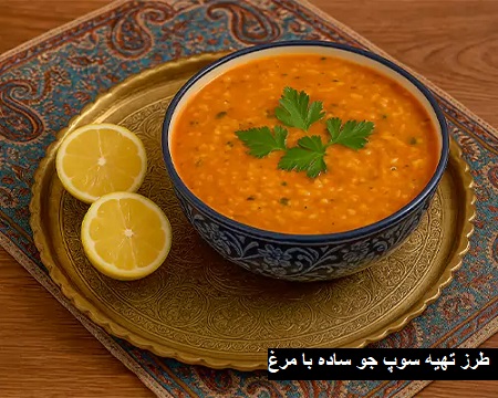 طرز تهیه سوپ جو ساده با مرغ طرز تهیه سوپ جو ساده با مرغ