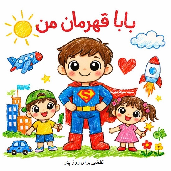 بابا قهرمان من , نقاشی برای روز پدر بابا قهرمان من , نقاشی برای روز پدر